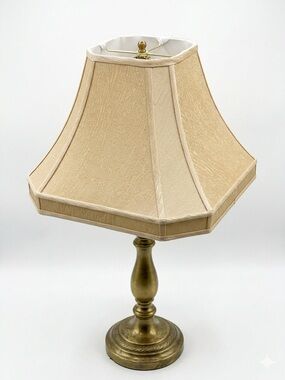 Vintage Square Notched Bell Lamp Shade – Champagne Silk Shantung – 16" Wide